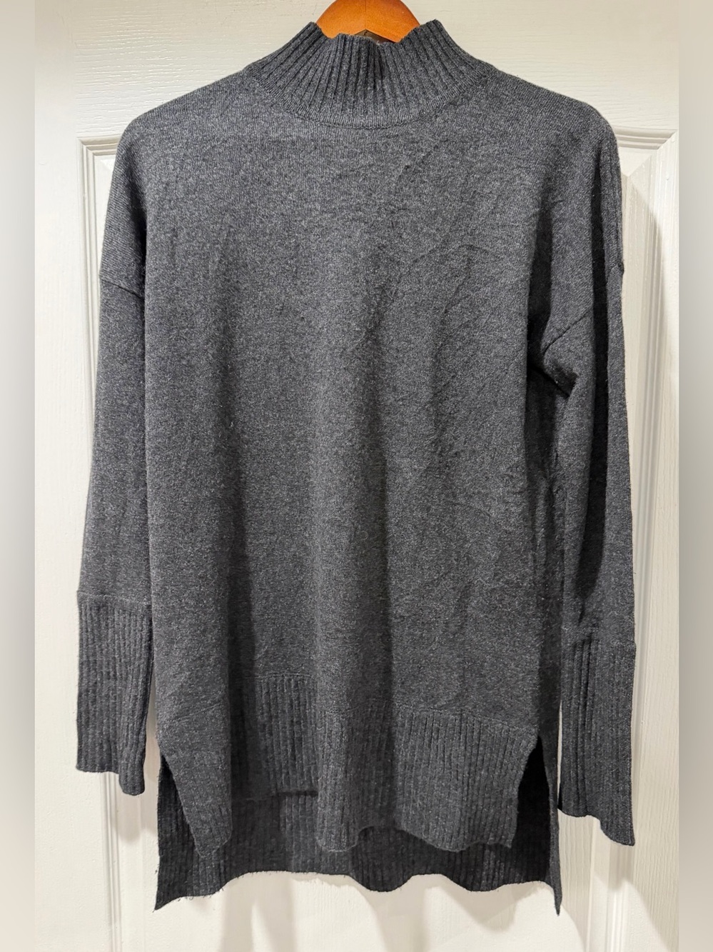 Cynthia Rowley Women’s Grey 100% 2-Ply Cashmere Sweater Pullover Mock Neck M
